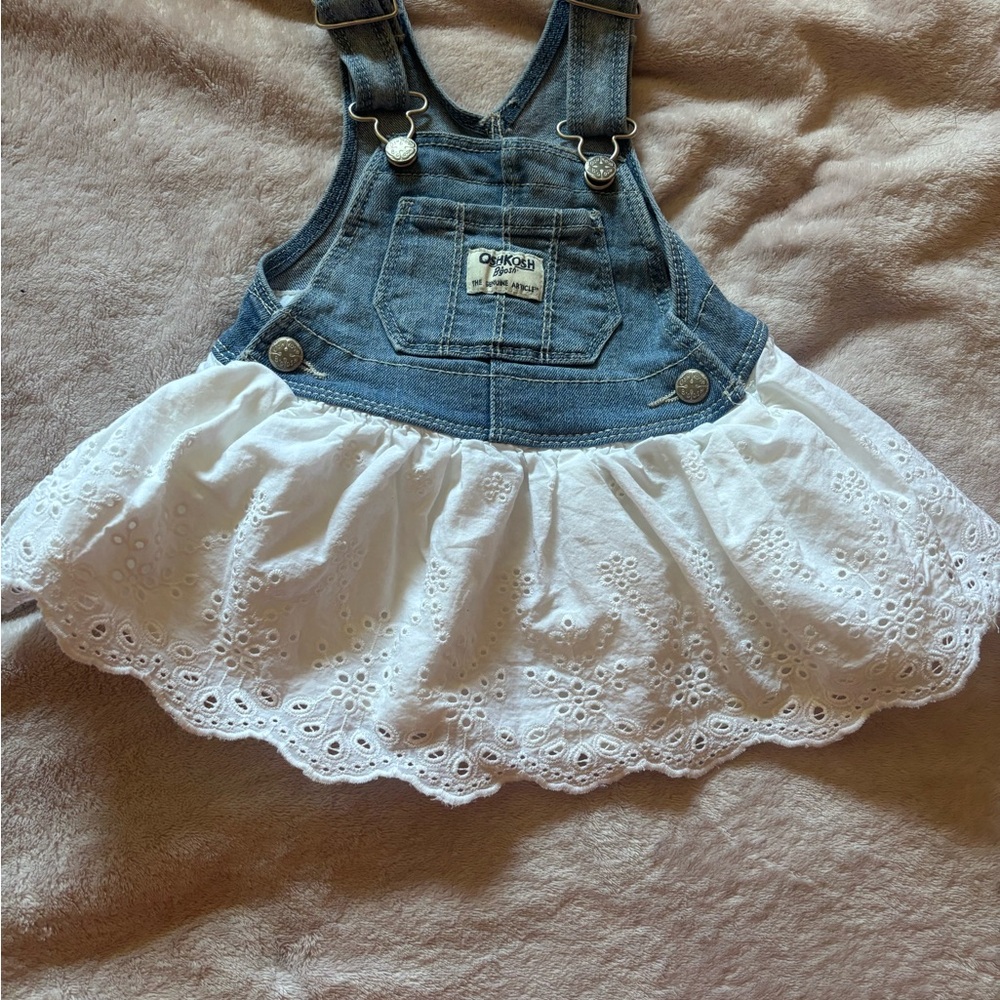 OshKosh B'gosh Blue Denim Dress with White Eyelet Skirt